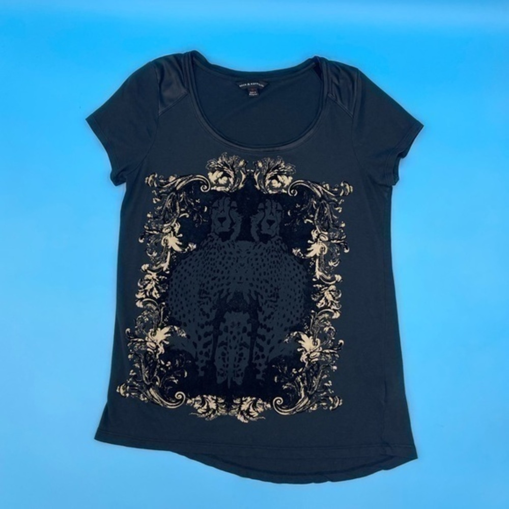 Rock & Republic Low Scoop Neck Graphic T-Shirt